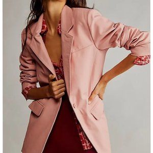 NWT Deadwood Free People Pink Leather Brooke Blazer